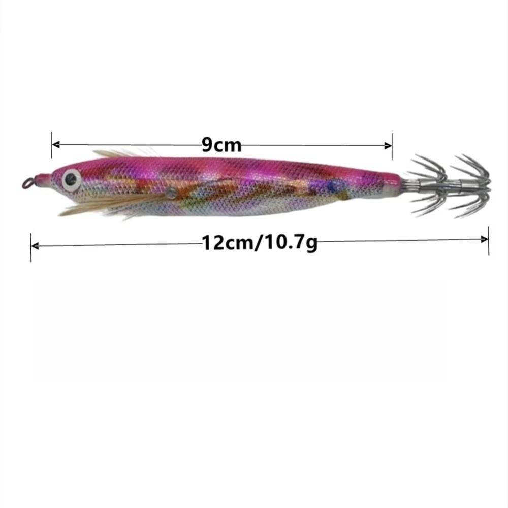 12cm Squid Jig Rattling Bead Luminous Saltwater Jigs Hook with Sound Beads Glowing Catching Hook