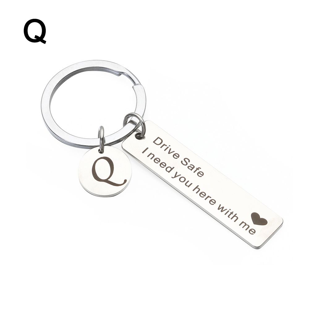 Girlfriend Lover Gifts Fashion Jewelry Drive Safe Keychain A-Z 26 Initials Lettering Key Ring