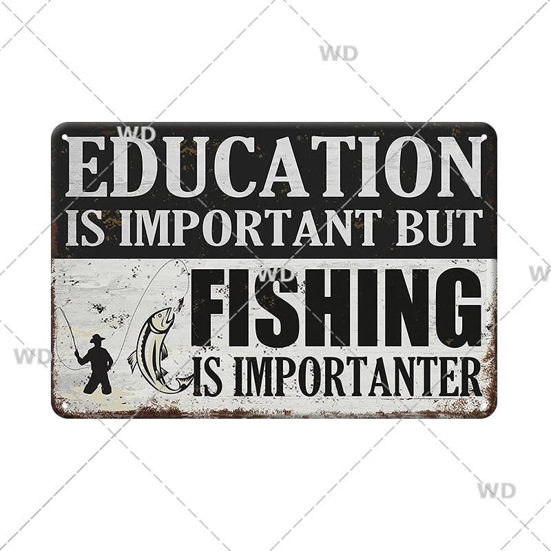 Funny Fishing Metal Tin Sign Retro Vintage Plaque Metal Poster Go Fishing Lover Gift Plate For Men Cave Fishing Home Wall Decor