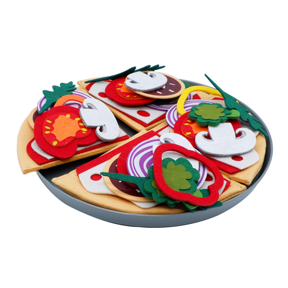 Montessori Pizza Puzzle Toys Simulated Food Toy Pretend Play Pizza Felt Kitchen Play Set for Toddlers And Kids Ages 3+