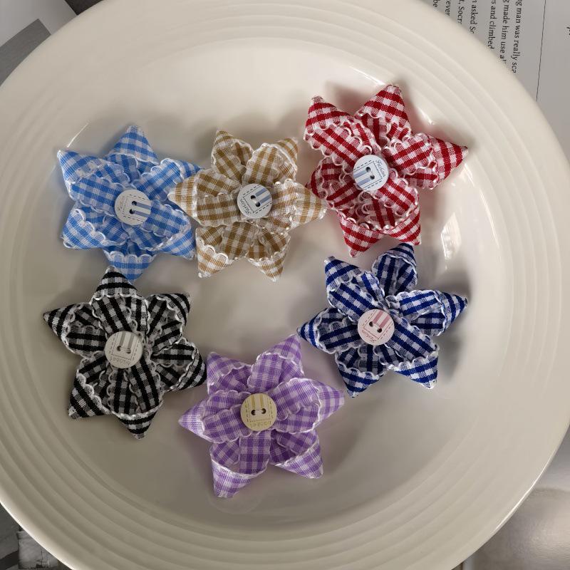 Korean Plaid Ribbon & Petal Button Accessories for Clothing, Shoes, Hats, Jewelry, Bags, DIY & Crafts