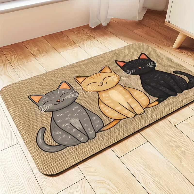

Pet Feeding Anti-slip Mat Prevent Splashing Cat Feeding Mats Easy to Clean Cartoon Cat Pattern Absorbent Mat 80*50cm