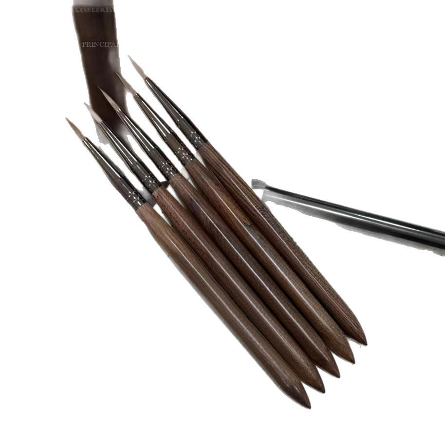 Walnut Wood Nail Art & Watercolor Brushes Set: High-End Blending & Liner Tools for Gradient Painting.