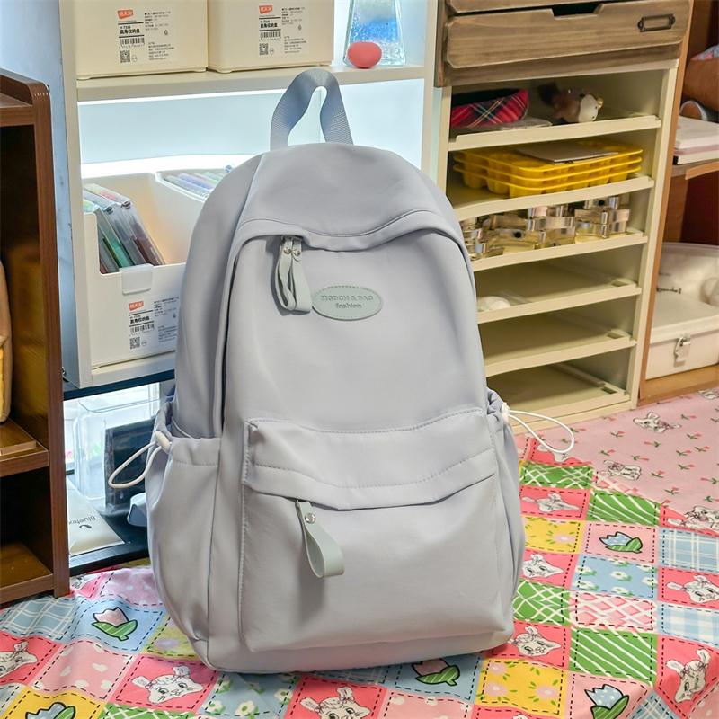 Women's Solid Color Large Capacity Backpack Student Schoolbag