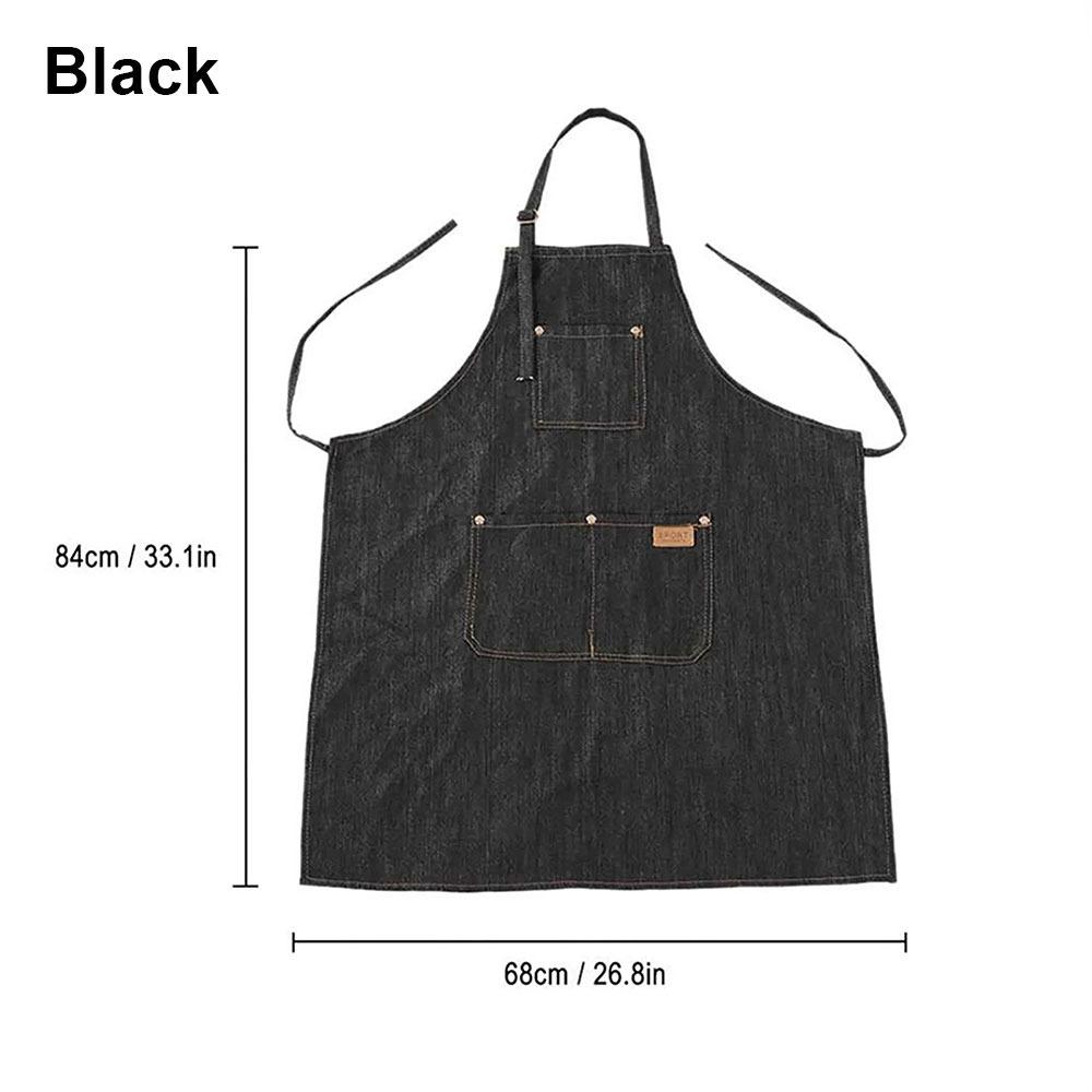 1Pcs Barber Cloth Denim Apron Adjustable Jean Salon Working Clothes with Pockets Waterproof Hairdresser Uniform