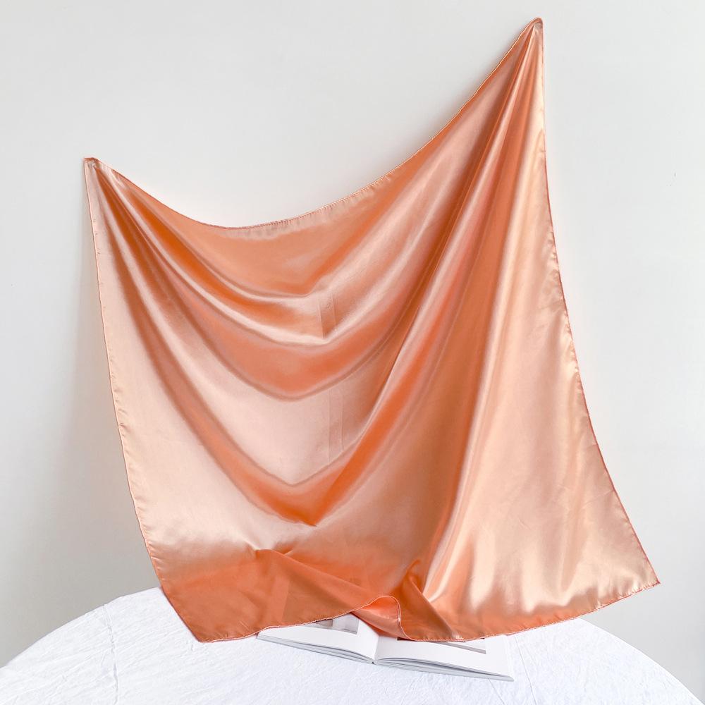 Fashionable New Versatile Headscarf Large Square Scarf Solid Color Scarf Women'S Simulated Silk Satin Scarf