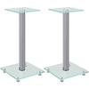 Speaker Stands - VIDAXL - Silver - Tempered Glass - Aluminum - 2 Pcs