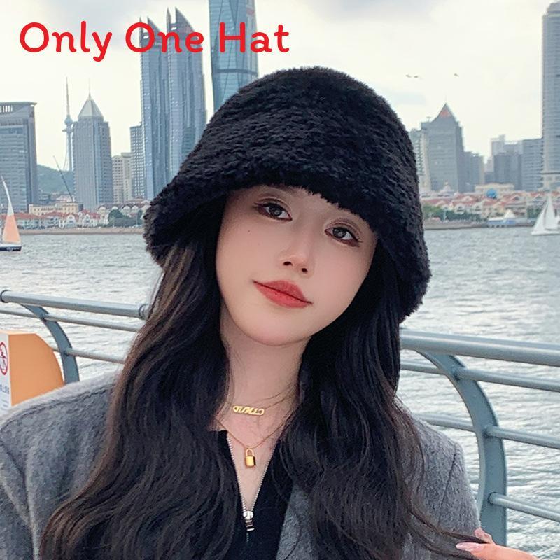 Fall Winter Woolen Water Bucket Hat With Cozy Knit For Women чёрный