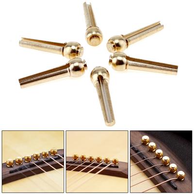 6 pz/set Rame Puro Ottone Chitarra Ponte Pin Strings Chiodi Pioli per Chitarra Acustica Mantenere Il Timbro Pieno