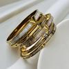 New Design Stainless Steel Zircon Inlaid Bracelets & Bangles for Women Gold Silver Color Waterproof Luxury Brand Jewelry Gifts