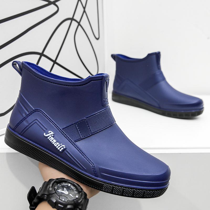 Men Rain Boots Non-slip Light Hiking Rain Shoes Slip On Waterproof Outdoor Leisure Rubber Fishing Shoes Water Shoes