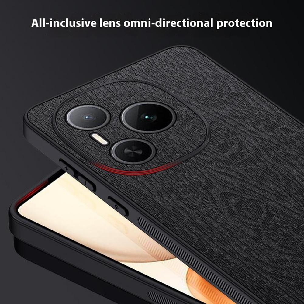 Für Honor Power 5G Hülle Holzstruktur PU-Lederbeschichtet PC TPU Handyhülle