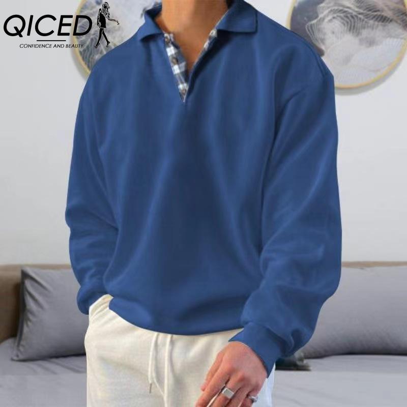 QICED Cotton Long Sleeve T-shirt Men's Fashion Loose Shirt Printed Compassionate Shirt
