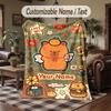 Cute Bear Friends Cafe Theme Throw Blanket Custom Name Text Personalized Blanket Soft Cozy Blanket for Home Sofa Bed