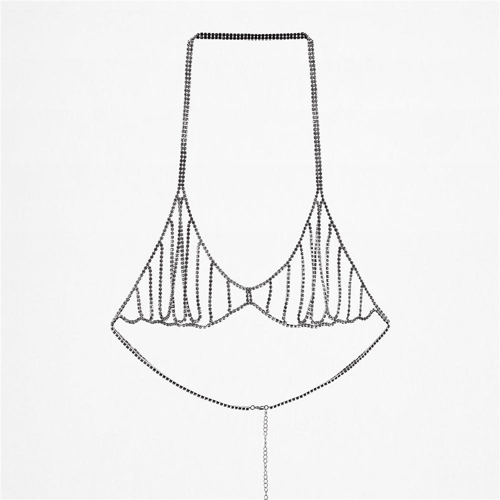European And American Fashion Bra Multi-Layer Rhinestone Fringed Chest Chain Sexy Bikini Bra Body Chain Chest Chain