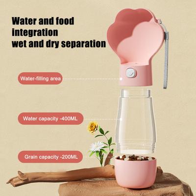 400ml Hunde-Wasserflasche mit Futterbehälter Tragbare Reise Welpen-Wassernapf Auslaufsicher Hunde-Wasserspender für Outdoor-Spaziergänge Wanderungen