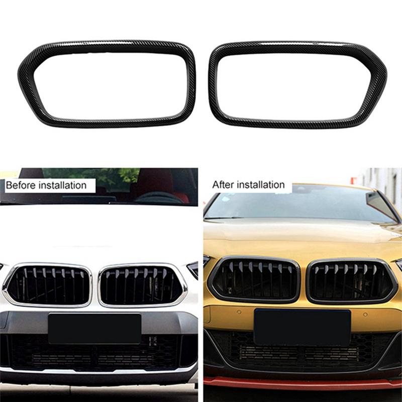 NEW-Front Bumper Grille Frame Cover Trim Racing Middle Net Frame Trim For BMW X2 Series F39 2018-2025 Glossy Black Parts Accesso