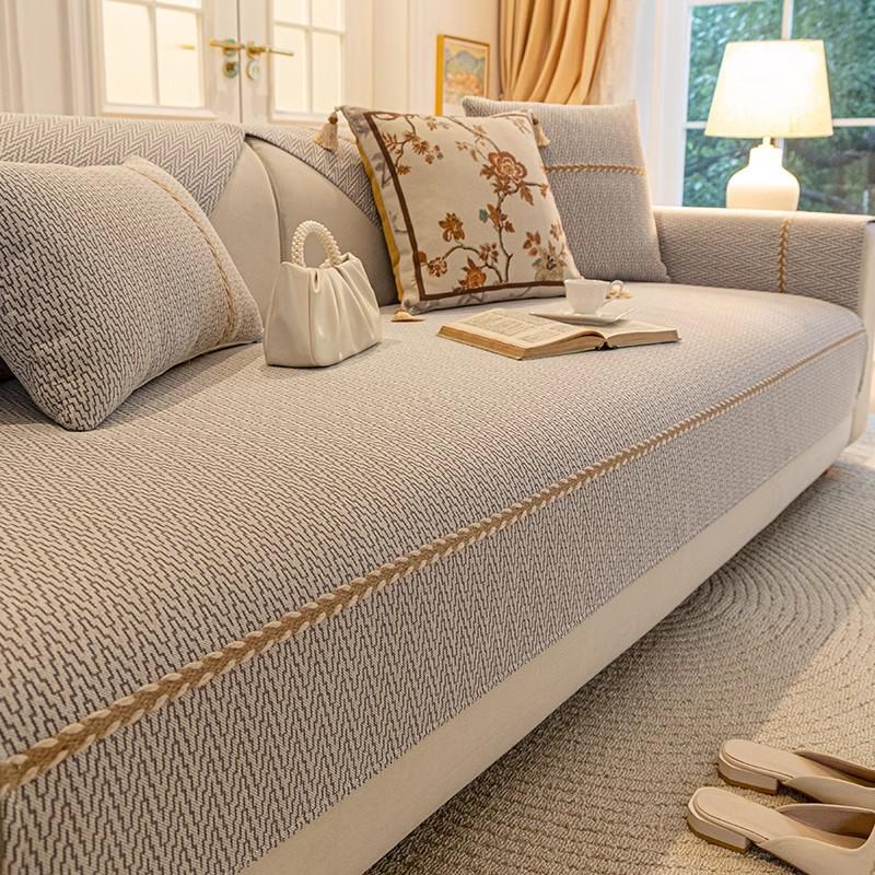 2025 French Cream Leather Sofa Cover: Elegant, Non-Slip, Year-Round Cushion Protector