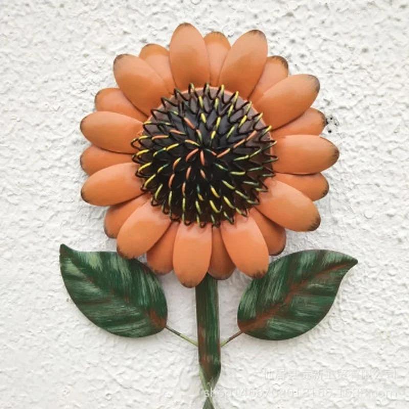 

Винтажная железная дверь с изображением подсолнуха, подвесное ремесло, ретро-искусство на стене, организация хранения вещей, многоцелевые крючки, украшение для сада оранжевый