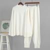 2026 Fall Winter Women's Distressed Sweater Set Round Neck Knit Top + Skinny Pants 2 Piece INS Style Casual Outfit
