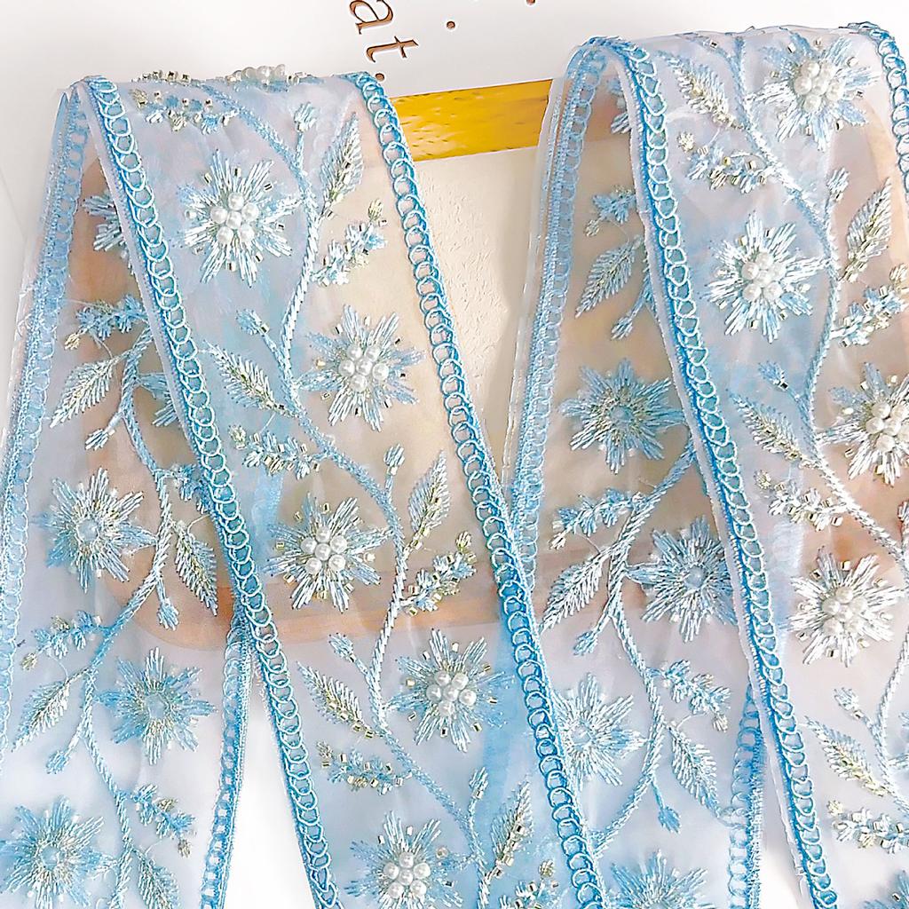 Ancient Hanfu Ethnic Clothing Decoration Handmade Diy Embroidery Beads Embroidery Skirt Curtains Belt Accessories Lace Accessories