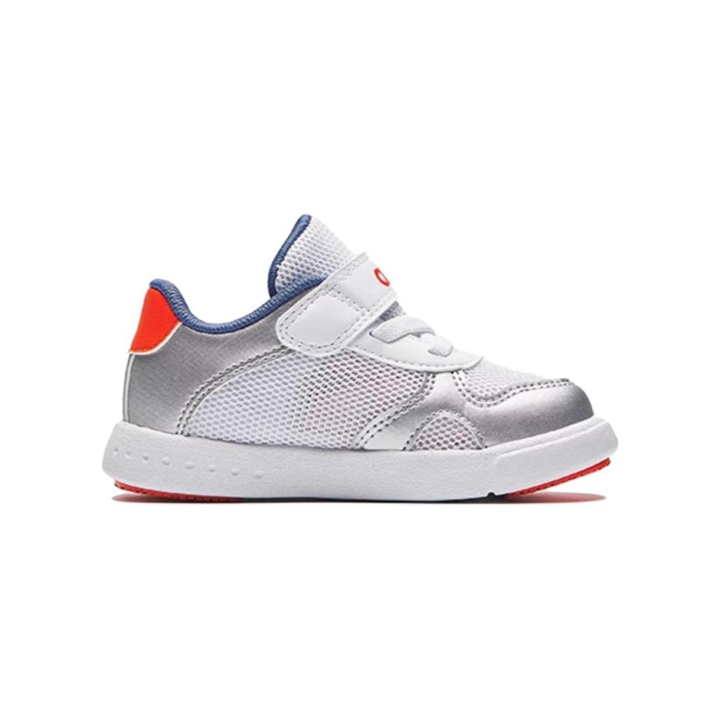 Anta Kids Synthetic Leather Comfortable Non-Slip Low-Top Walking Shoes Baby Shoes Silver Orange A12430076-1