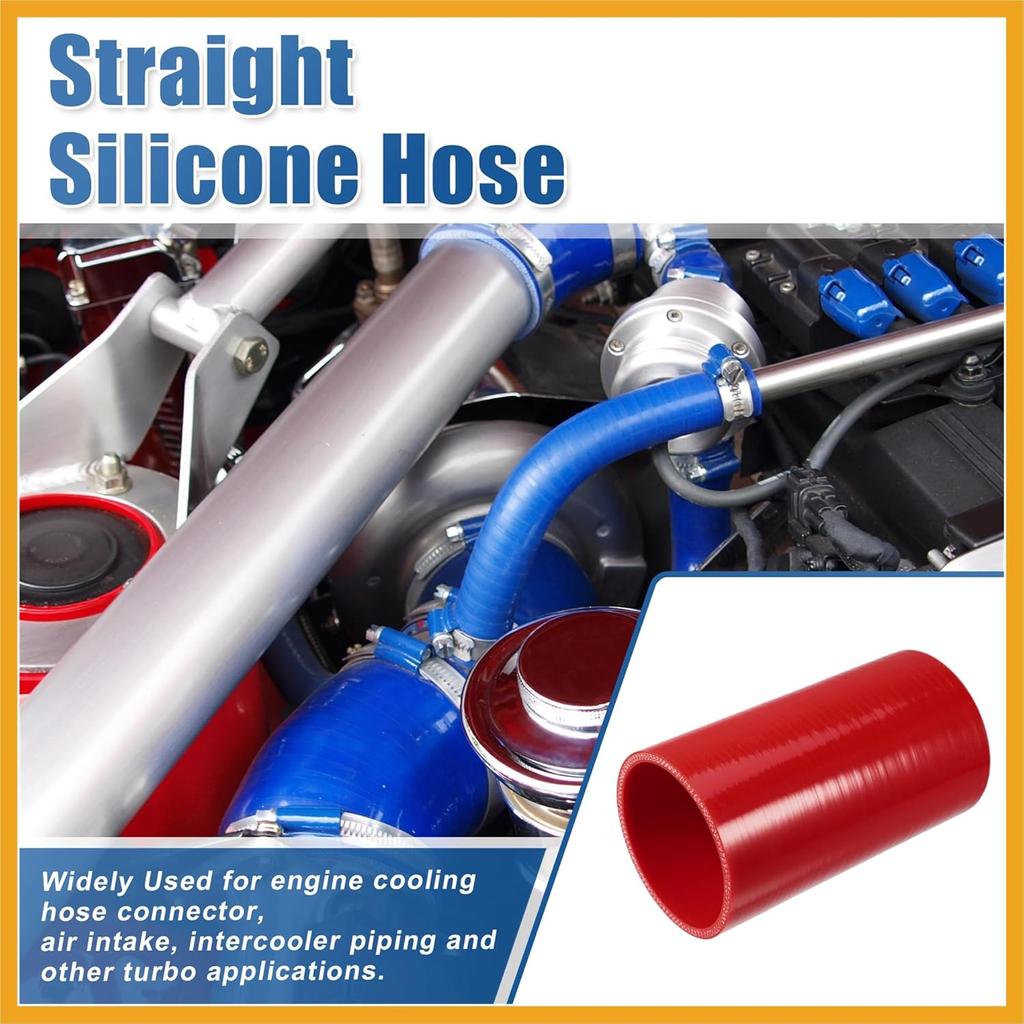 3" ID 6" Length 4-Ply Reinforced High Temp Straight Coupler Silicone Reducer Hose Red for Car Intercooler Intake Piping Replacement