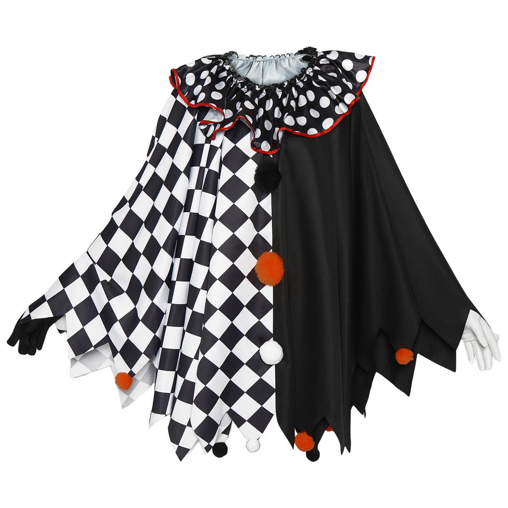 Halloween Fashion Costume With Black White Cloak Made Of Breathable Cotton For Role Play