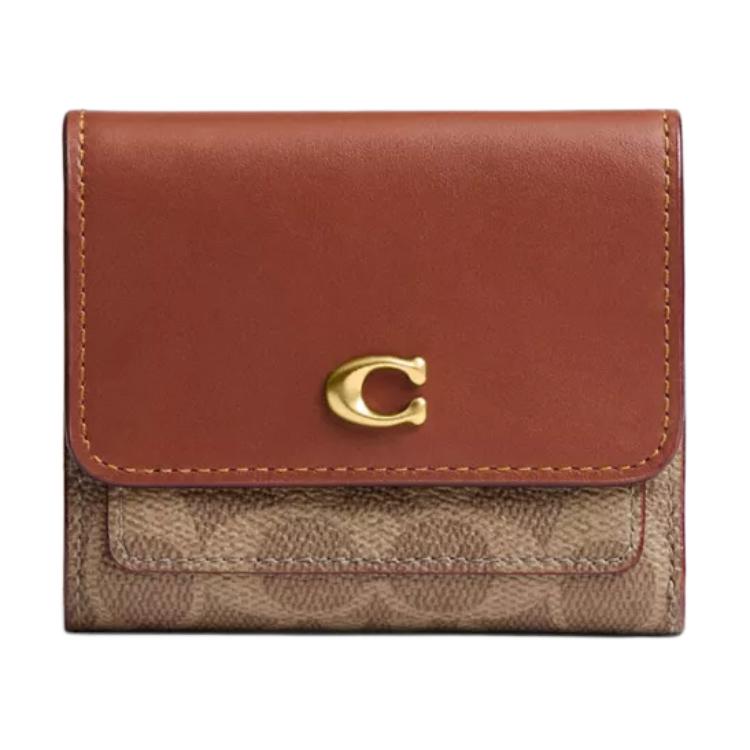 Coach 11 Mila Iconic Flap Wallet Women Wallet Brown Caramel CAT56-B4XHG Basic Set (Bag+Dust Bag)