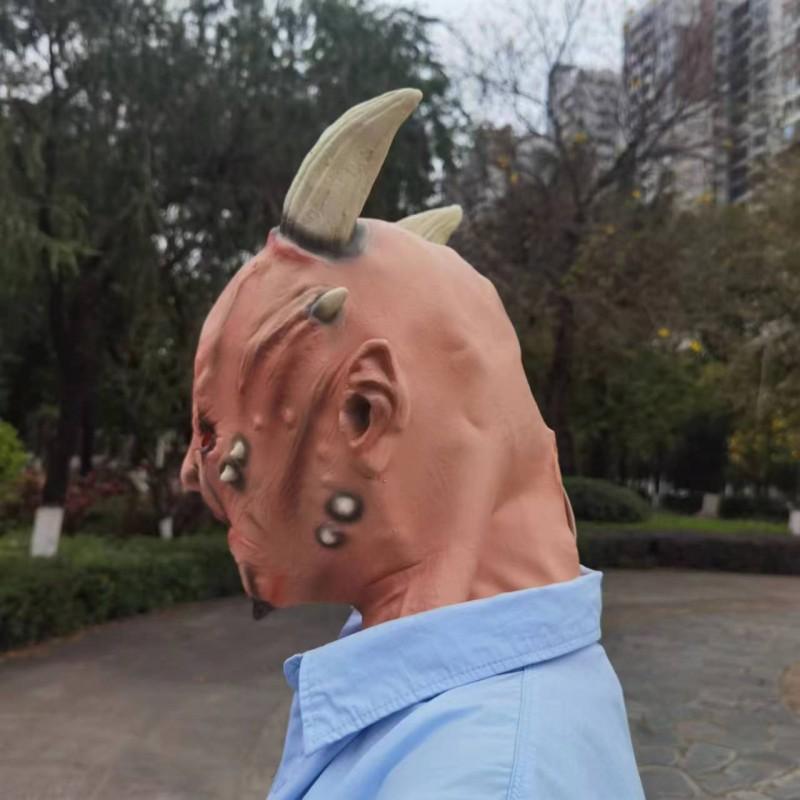 Halloween Horror Latex Mask Ox Horn Devil Cosplay Costume Party Prop