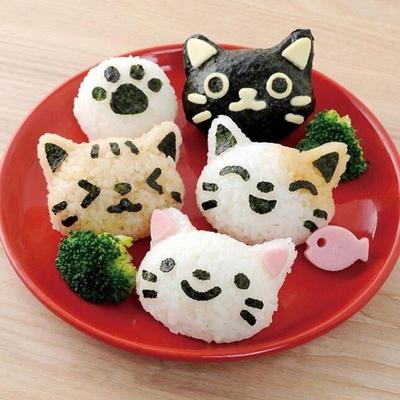 Kat Kanin Risbold Form Sæt Børn Tegneserie Madkasse DIY Kreativ Japansk Ris Sushi Værktøj Kageforme Silikoneforme