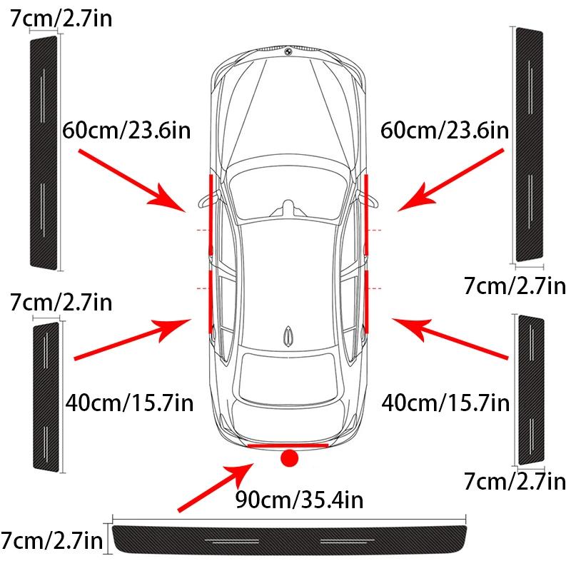 AALC1 Car Door Sill Stickers Carbon Fiber Leather Anti-stepping Protector For Volvo Rdesign Polestar AWD V50 S60 XC60 S40 XC40 XC90