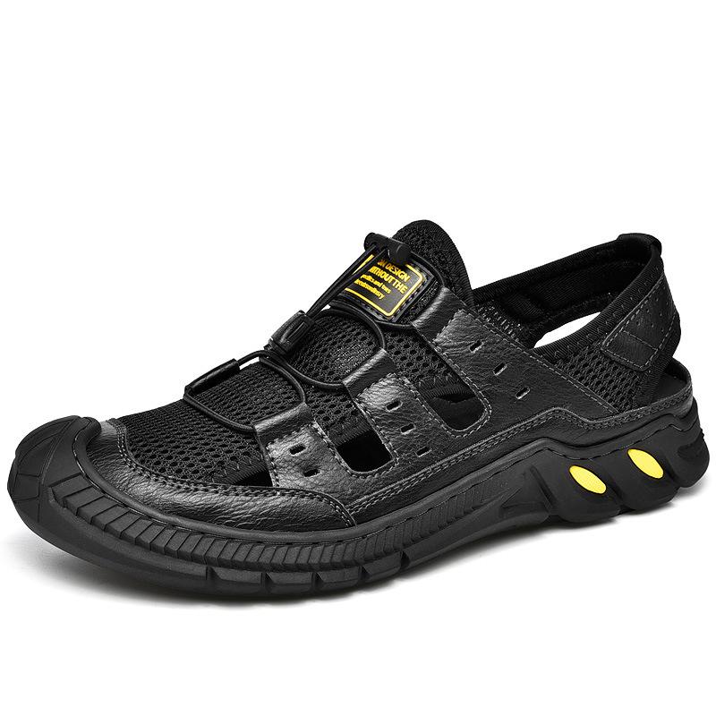 2024 Elastic Strap Casual Sewn Shoes Hollow Beach Shoes Large Mesh Breathable Sandals