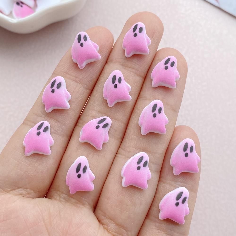 30Pcs New Cute Resin Halloween Pumpkin, Ghost, Cat Series Flat Back Ornament Jewelry Making Manicure Hairwear Accessories