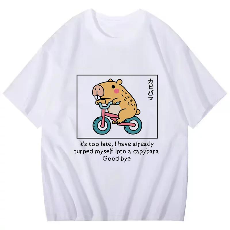 Funny Capybara Printed T Shirt Men Women Vintage Summer Short Sleeve T-shirt 90s Gothic Tshirt Casual EU Size Tees Tops Clothes