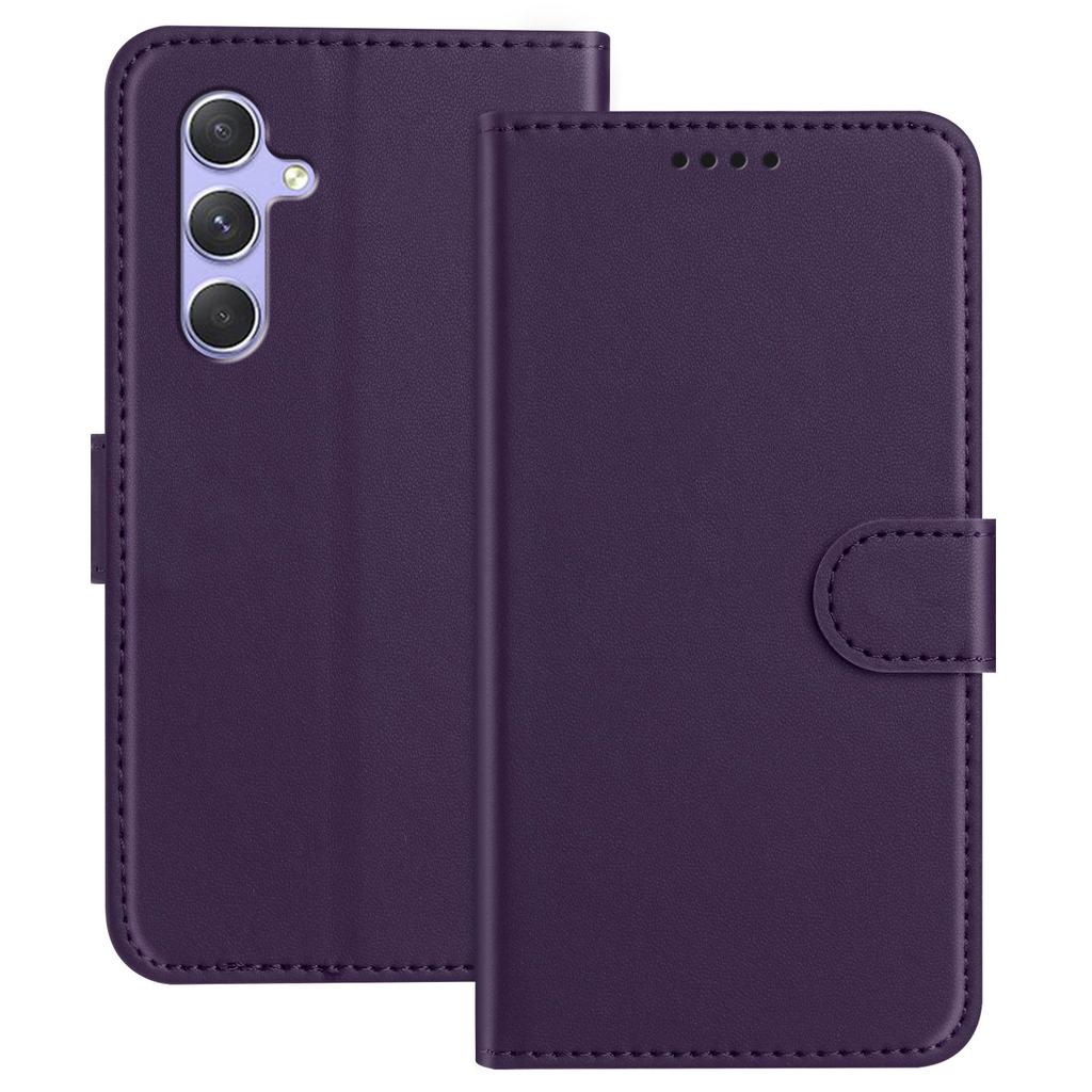 For Samsung Galaxy A54 5G Leather Case Wallet Stand Solid Color Anti Drop Phone Cover