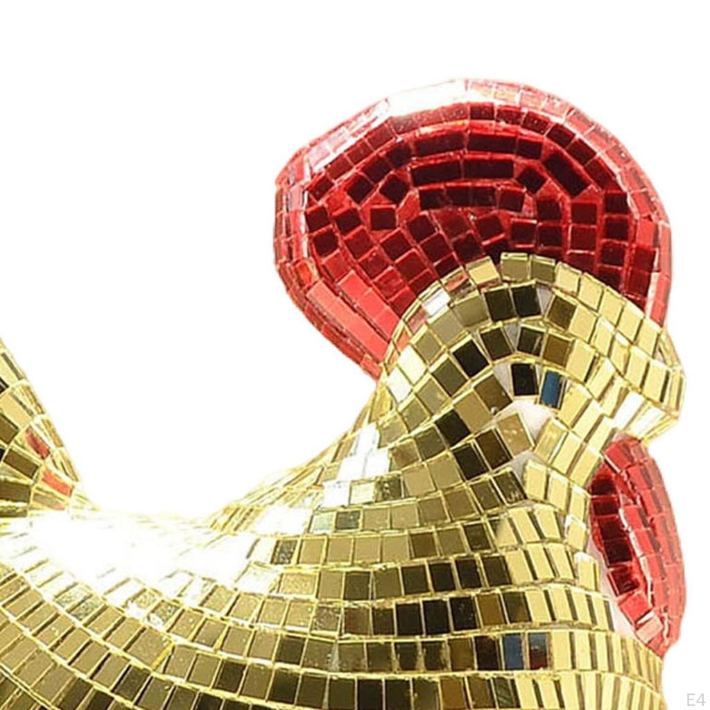 Hühnerfigur Spiegelkugel Skulptur Dekoration Glasverarbeitung Glänzende Oberfläche für Zuhause