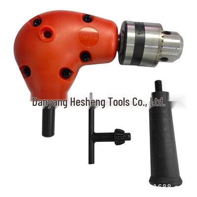 Accessoire de perceuse d'angle à 90 degrés avec mandrin à trois mors pour espaces restreints