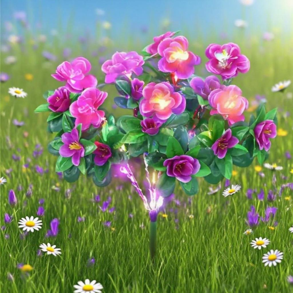 Waterproof Solar Azalea Garden Decor with Always-on & Flashing Modes