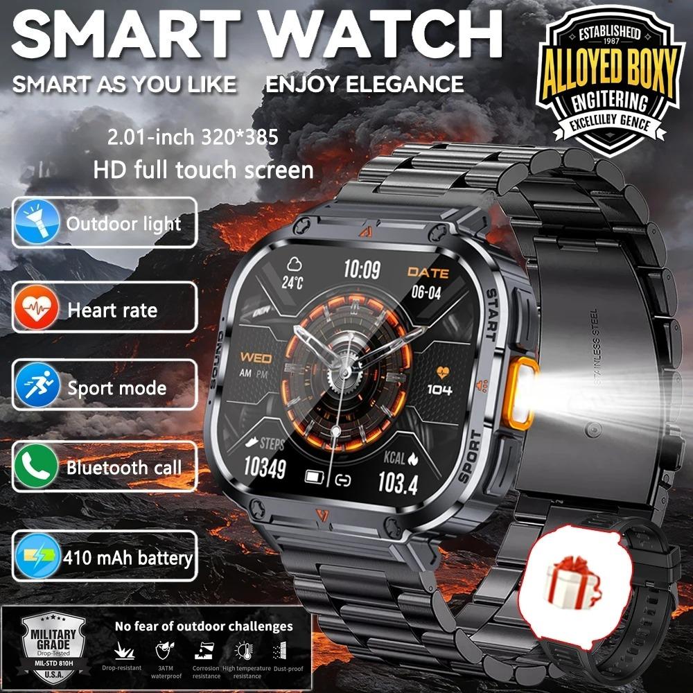 New  Smart Watch Men LED Flashlight Sports IP68 Waterproof GPS Tracker Bluetooth Call Smartwatch Man for Android ioS