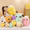 Popular bubble tea cup throw pillow large creative fruit milk tea doll plush toy