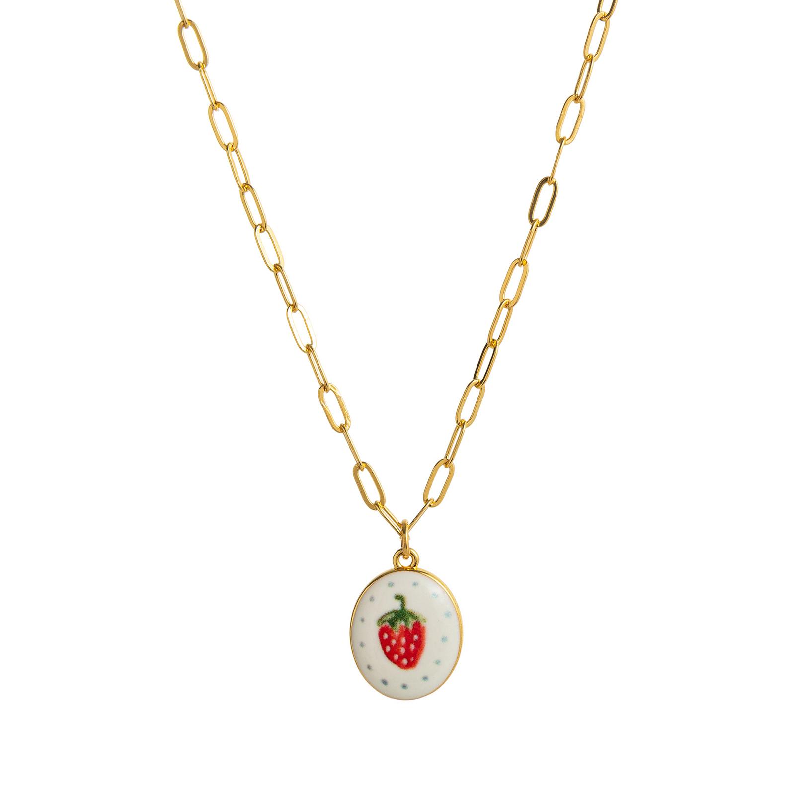 

Handcrafted Lemon Strawberry Bowknot Flower Pendant Necklace With Adjustable Chain Accessory Fashion Jewelry
