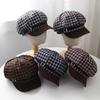 European and American street fashion women's plaid octagonal hat spring new simple cap outdoor visor painter hat