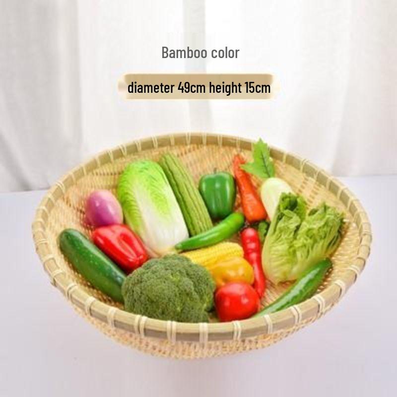 Handwoven Bamboo Winnowing and Storage Basket – Round Basket for Steamed Buns, Fruits, Vegetables, and Draining.
