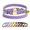 Modern Eco-Friendly Corduroy Cat & Dog Collar with Quick Release Breakaway Buckle & Bell-Adjustable Safety Neckband