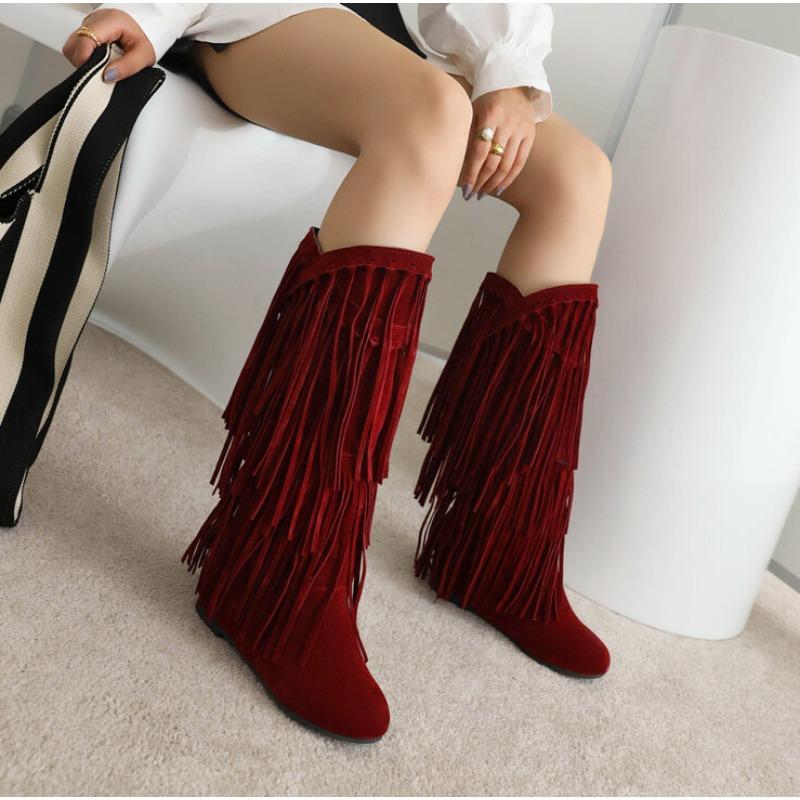34-43 Stivali Invernali da Donna a Mezza Gamba Moda Nappa Pelle Scamosciata Stivali Lunghi da Donna Alta Qualità Casual Tacco Basso 3cm Scarpe da Festa Donna