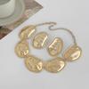 Irregular Choker Necklace Earrings Jewelry Set for Women Exaggerated Punk Geometric Torques Accessory