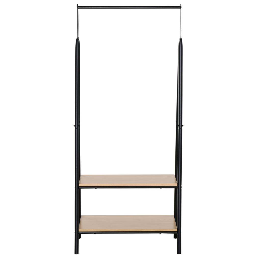 Clothes Rail, Freestanding Metal Clothes Rack with 2 Tier Storage Shelves for Bedroom and Entryway, 64 X 42.5 X 149 Cm, Black Frame