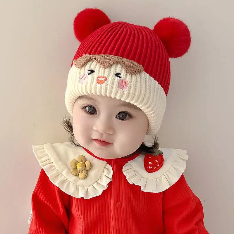 Winter Weihnachten Baby Strickmütze Kleinkind Beanie Weiche Warme Gestrickte Mütze mit Ohrenschutz Gemütliches Feiertagsaccessoire für Kleinkinder