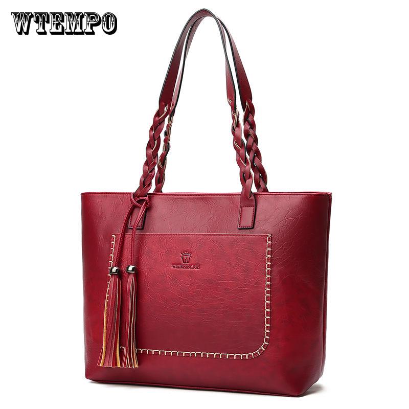 WTEMPO Brand Fashion Tassel Women's Bag Woven Backpack Retro Handbag Large Capacity Shopping Commuting Travel Shoulder Bags
